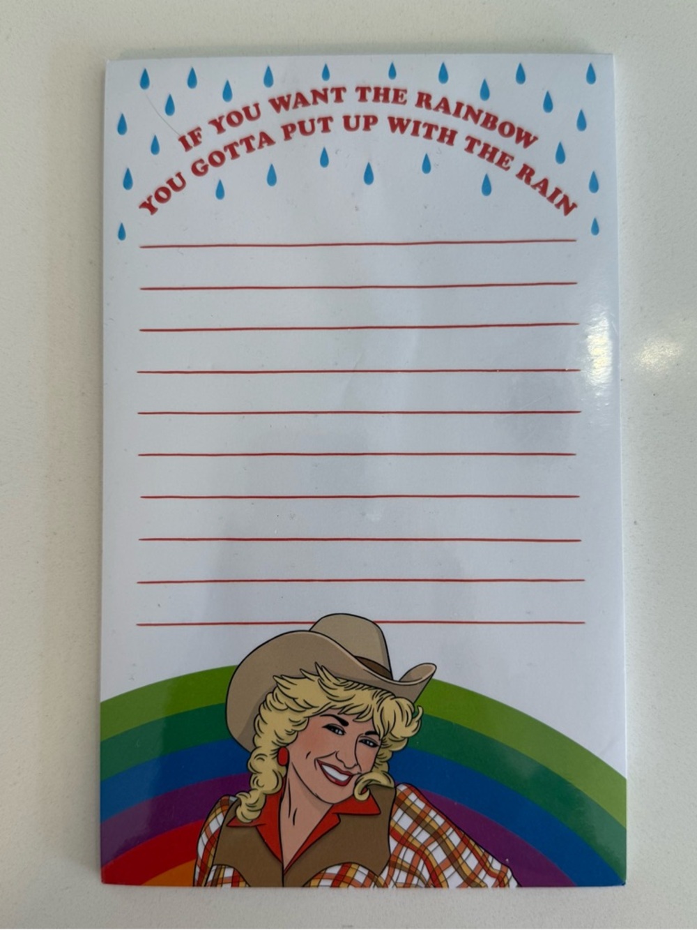 Dolly Parton Cowgirl Rainbow Notepad - Inspirational Lined Memo Pad